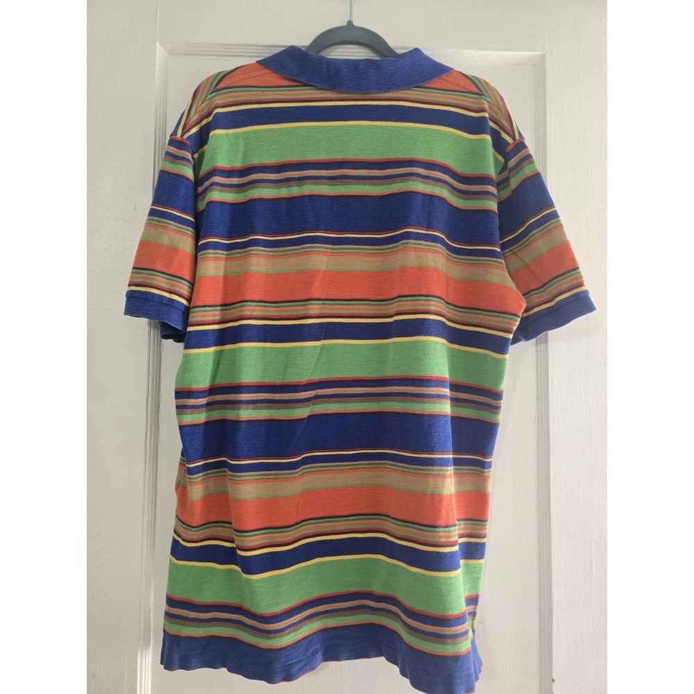 Men's Polo Ralph Lauren Shirt W/Logo Blue/Green Rainbow Stripe 100%Cotton  XL - Picture 2 of 5